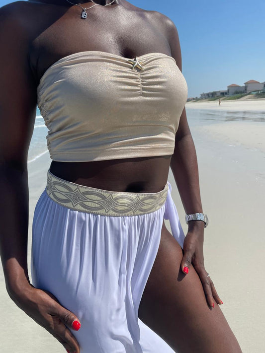 Chiffon Beach Wrap with Tie and Matching Crop Top