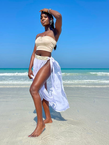 Chiffon Beach Wrap with Tie and Matching Crop Top